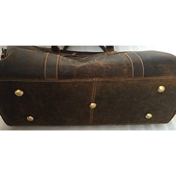 Travel Duffel Bag Full Grain Leather Overnight Weekend Leather Bag Gym Duffle. - Picture 4 of 7
